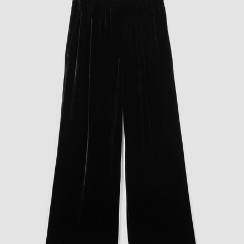 Eileen Fisher Wide Leg Black Velvet Silk Blend Pants 1X, NWOT